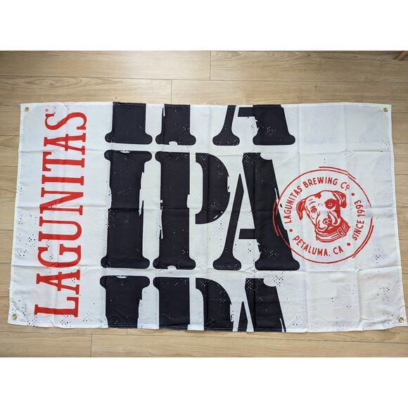 Lagunitas Brewing Co. IPA Petaluma, CA Flag White/Black/Red - Picture 1 of 5